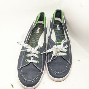 Keds Canvas Blue Green Lace-up Loafers sz 11 Boat